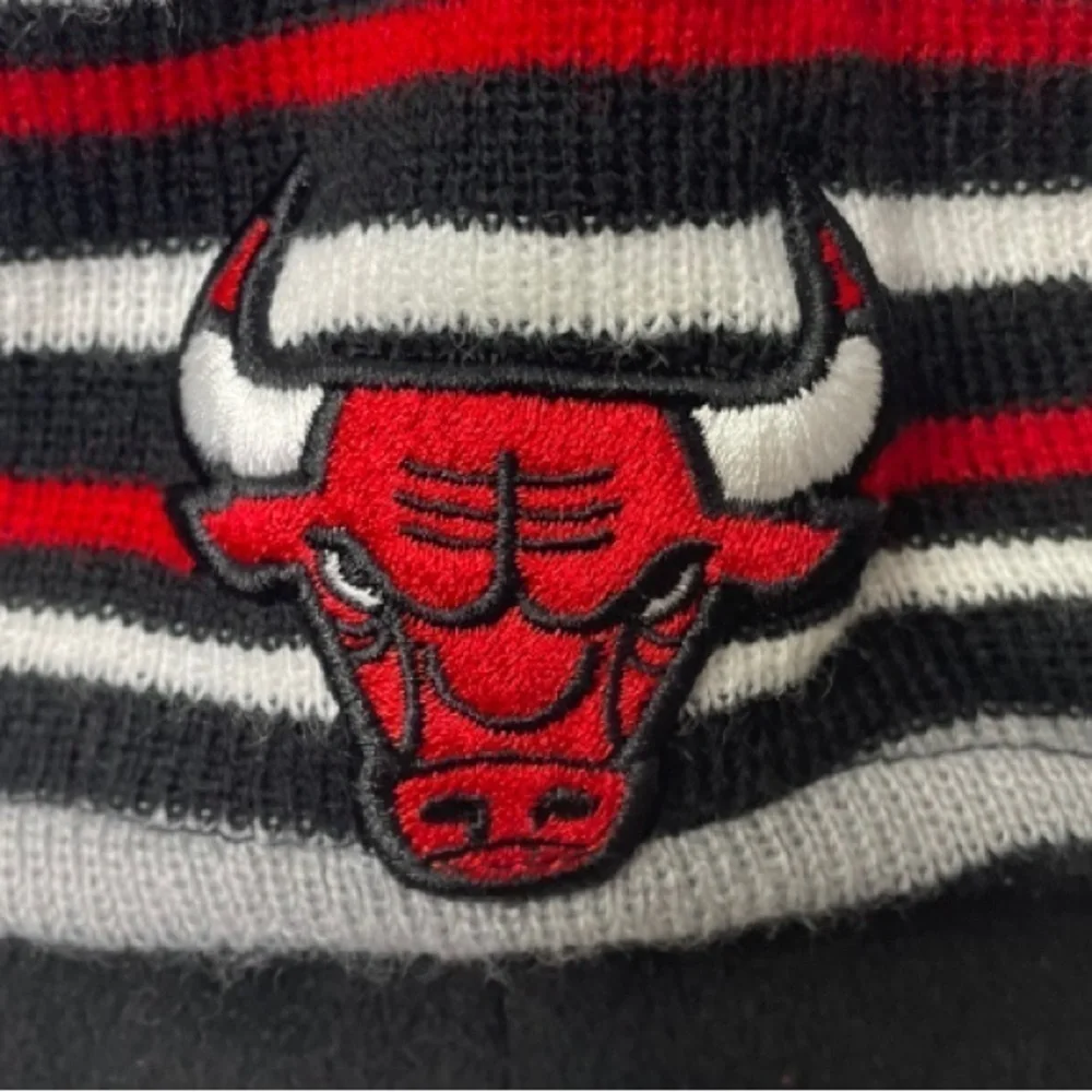 New Era Chicago Bulls Striped Beanie Tassel Pom Hat